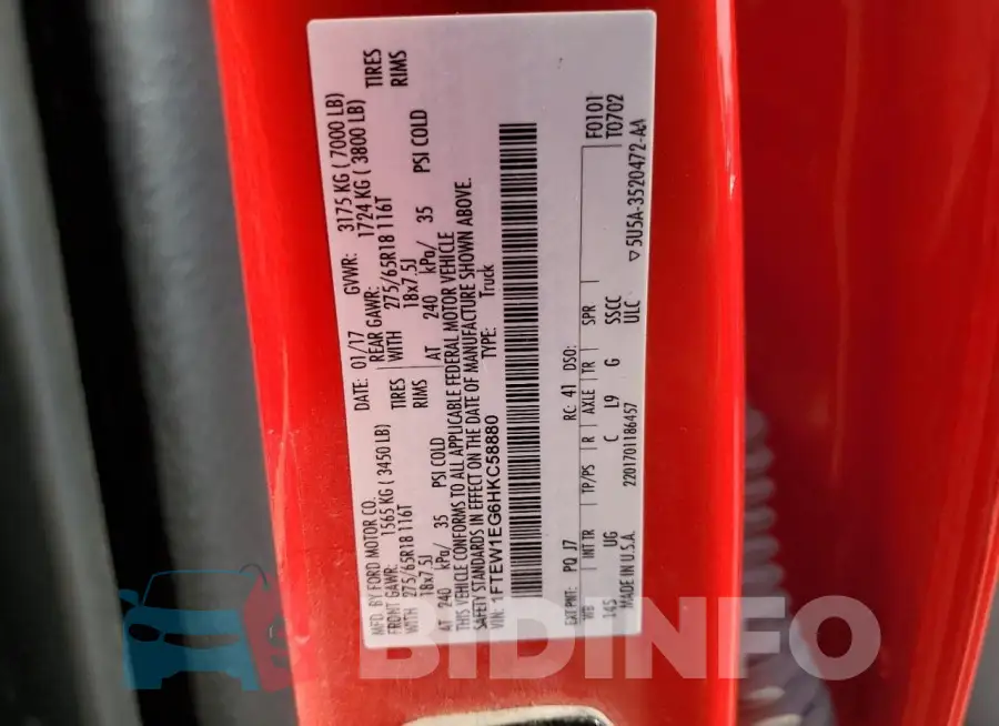 1FTEW1EG6HKC58880 Photo# 13