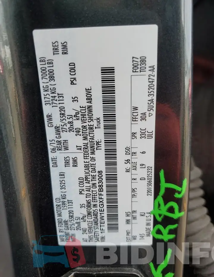 1FTEW1EGXFFB83008 Photo# 12