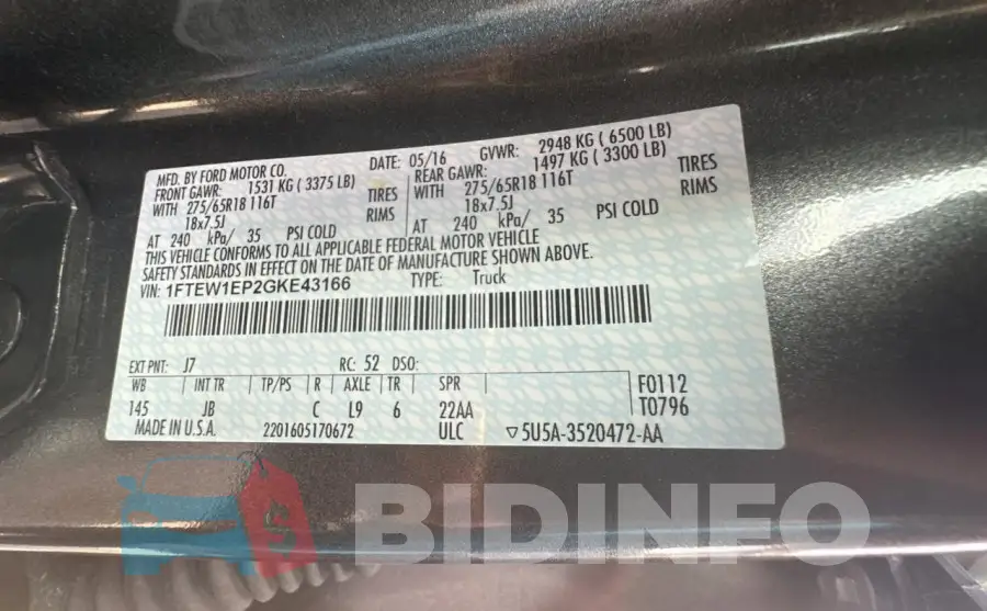1FTEW1EP2GKE43166 Photo# 10