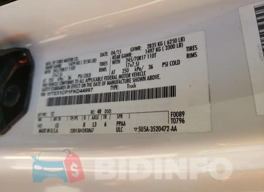 1FTEX1CP1FKD44997 Photo# 13