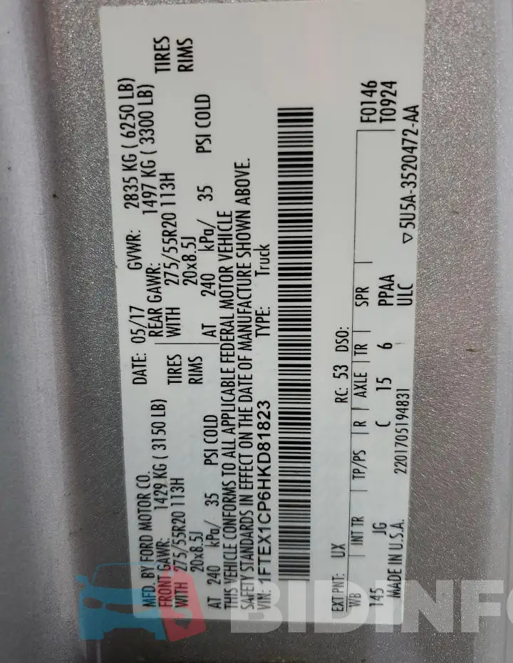 1FTEX1CP6HKD81823 Photo# 12