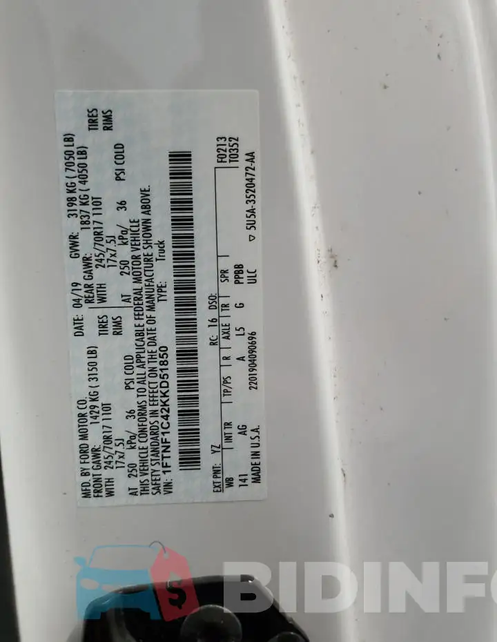 1FTNF1C42KKD51850 Photo# 12