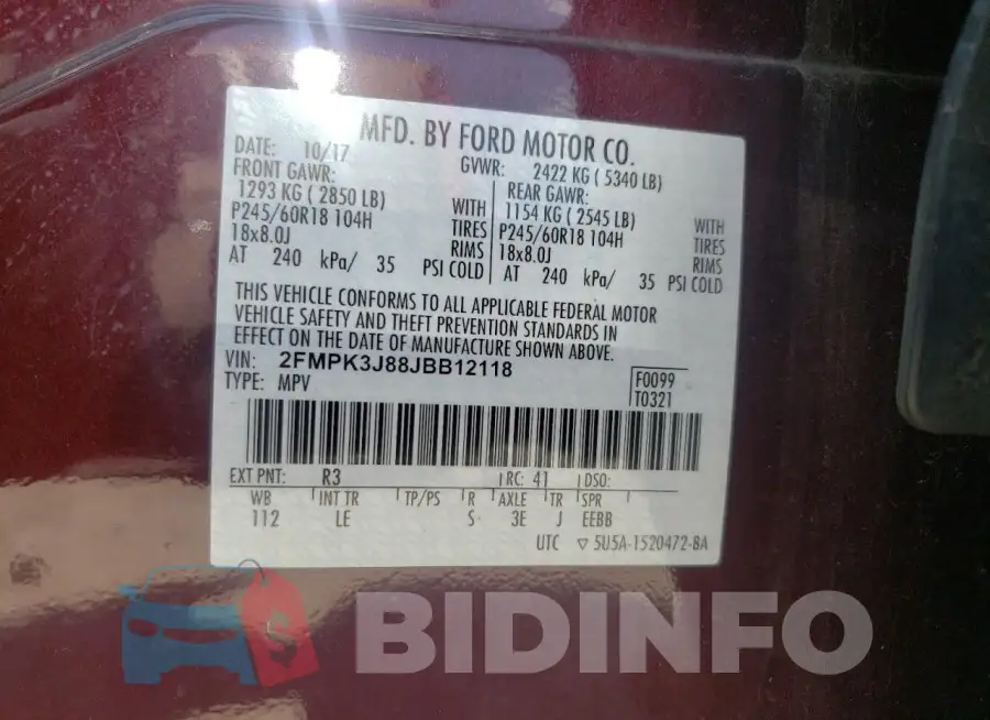 2FMPK3J88JBB12118 Photo# 13