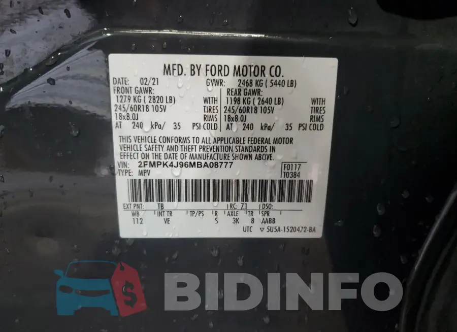 2FMPK4J96MBA08777 Photo# 13