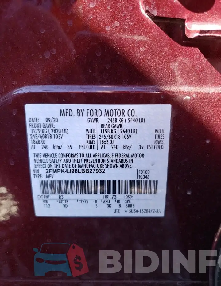2FMPK4J98LBB27932 Photo# 13