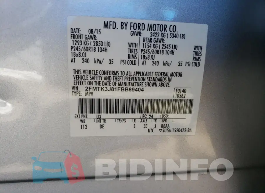 2FMTK3J81FBB89404 Photo# 14