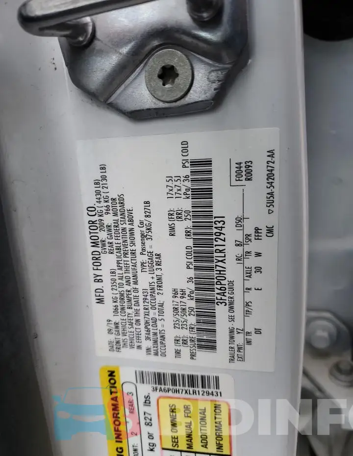 3FA6P0H7XLR129431 Photo# 13