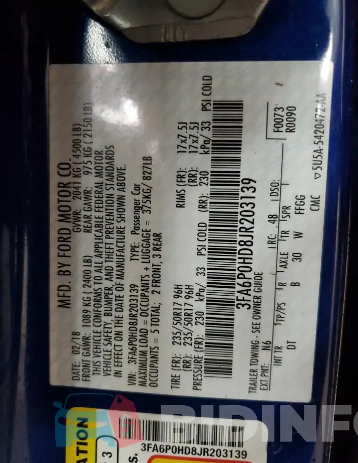 3FA6P0HD8JR203139 Photo# 12