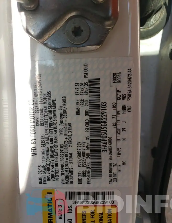 3FA6P0SU5GR229103 Photo# 12