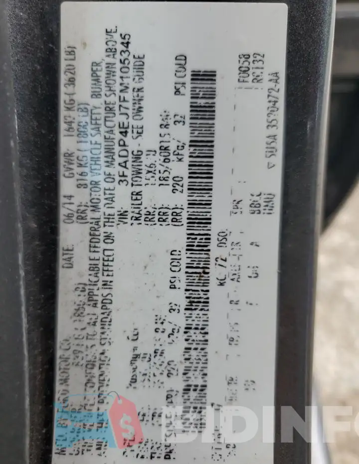 3FADP4EJ7FM105345 Photo# 13