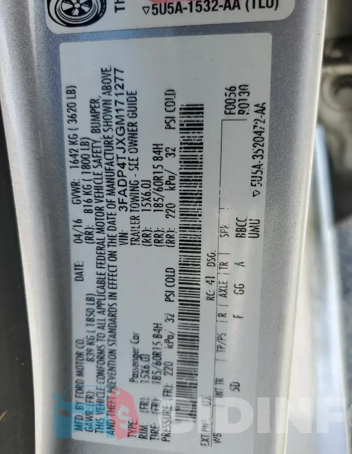 3FADP4TJXGM171277 Photo# 12