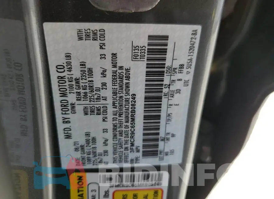 3FMCR9C65MRB08249 Photo# 14