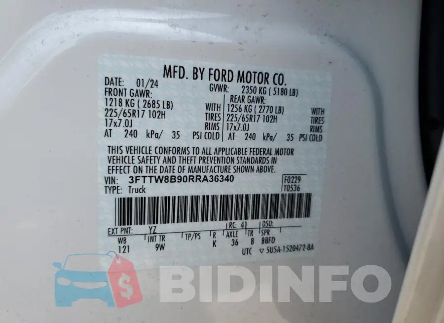 3FTTW8B90RRA36340 Photo# 14