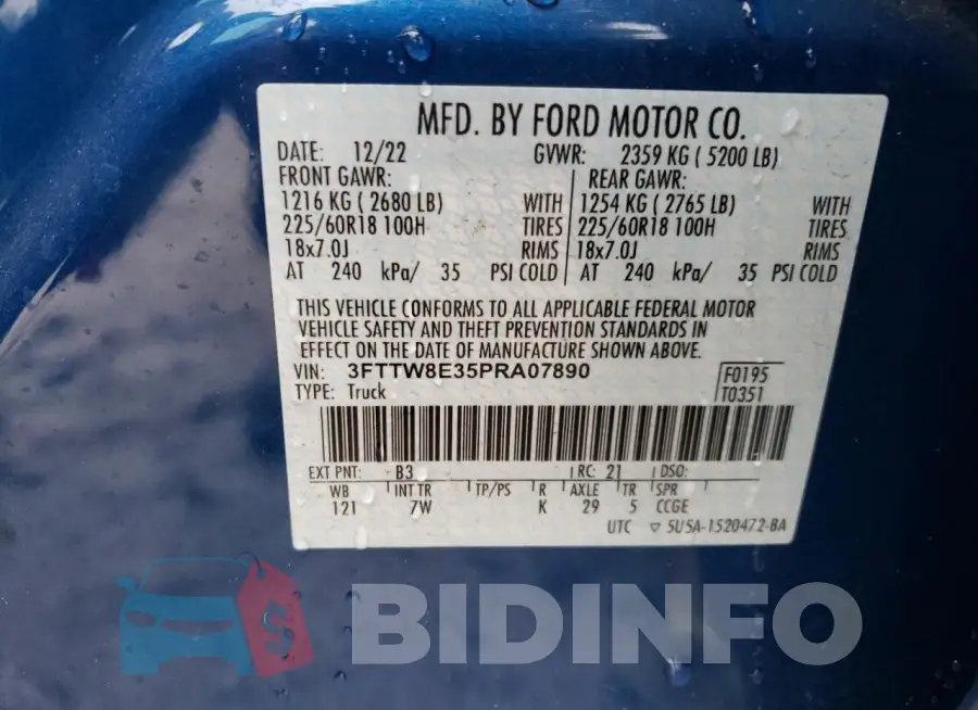 3FTTW8E35PRA07890 Photo# 13