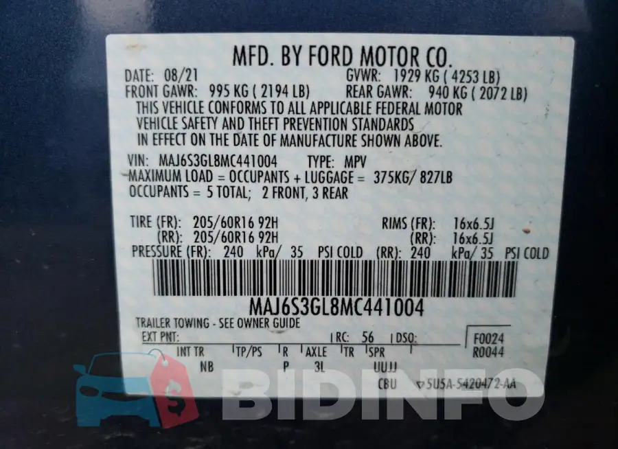 MAJ6S3GL8MC441004 Photo# 12