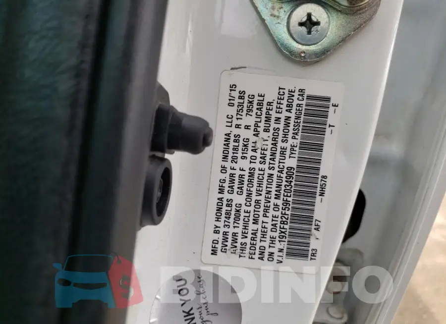 19XFB2F59FE034909 Photo# 12