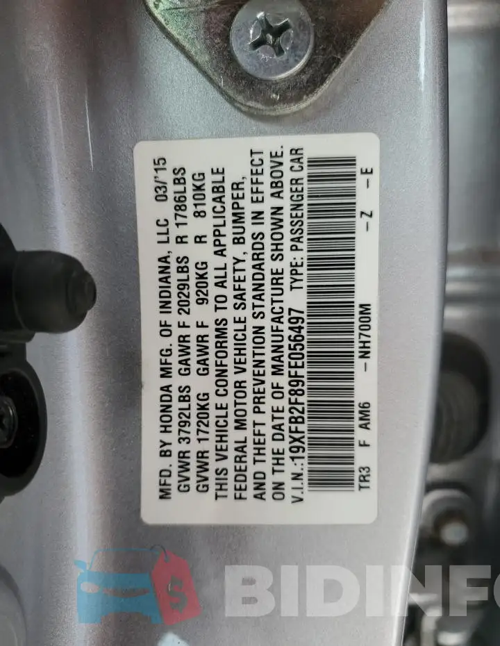 19XFB2F89FE056497 Photo# 12