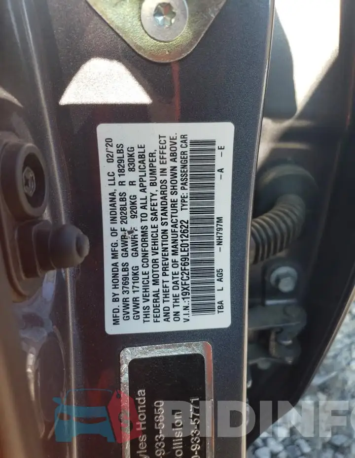 19XFC2F69LE012622 Photo# 12