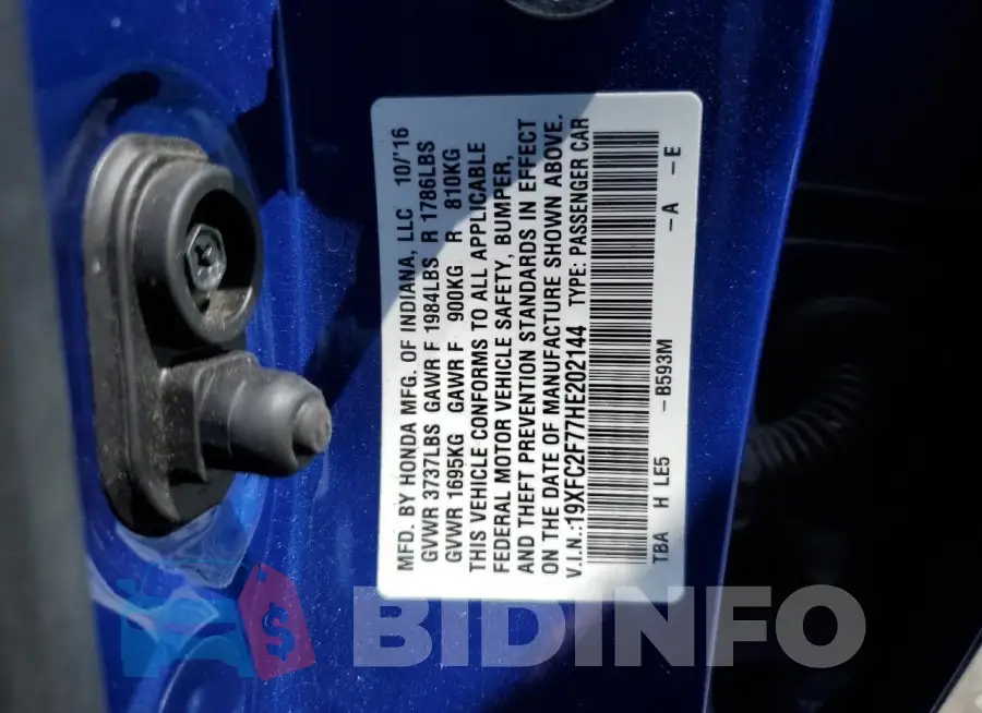19XFC2F77HE202144 Photo# 13