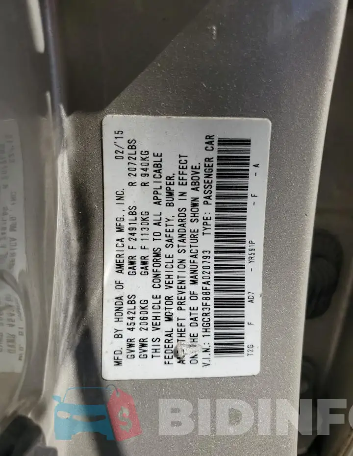 1HGCR3F88FA020793 Photo# 13
