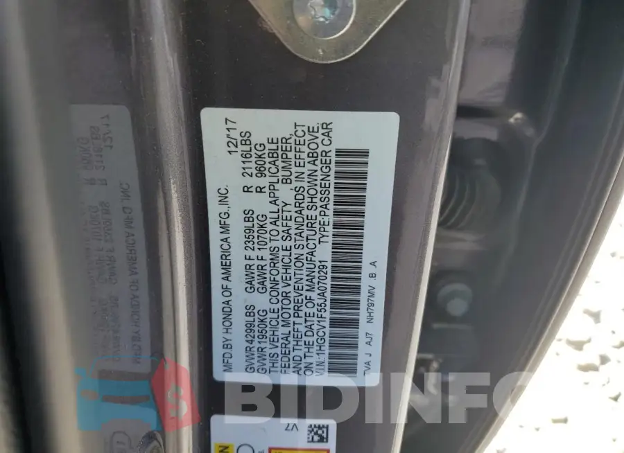 1HGCV1F55JA070291 Photo# 12