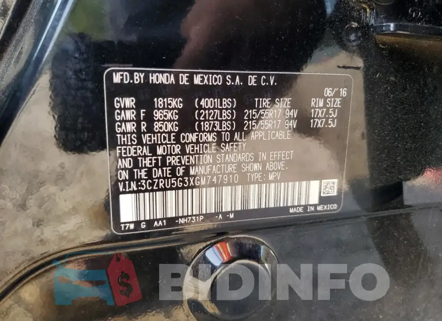 3CZRU5G3XGM747910 Photo# 13