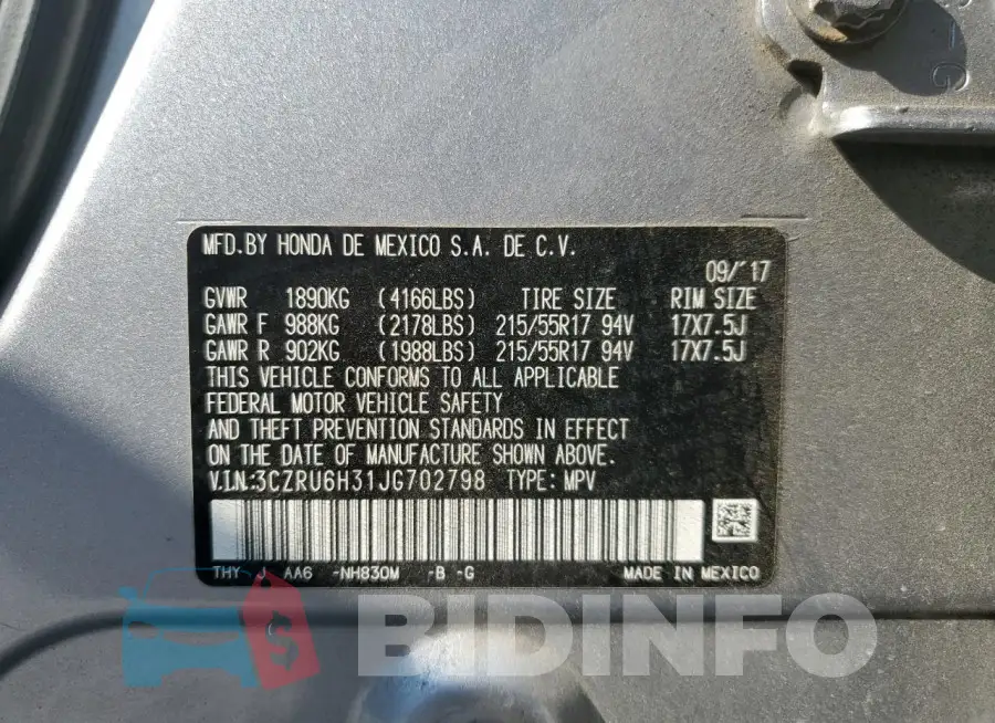 3CZRU6H31JG702798 Photo# 12