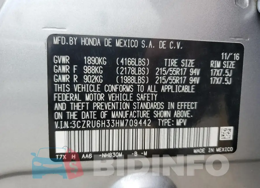 3CZRU6H33HM709442 Photo# 13