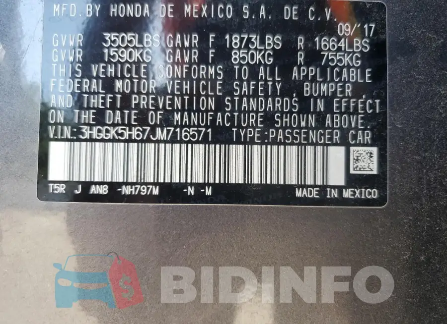 3HGGK5H67JM716571 Photo# 12