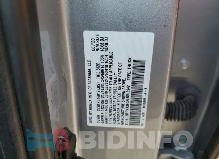 5FPYK3F52LB012942 Photo# 12