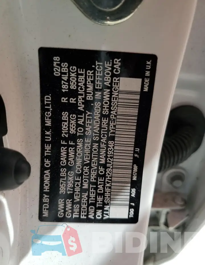SHHFK7H29JU219348 Photo# 12