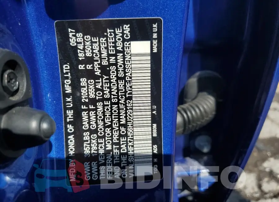 SHHFK7H56HU229162 Photo# 12