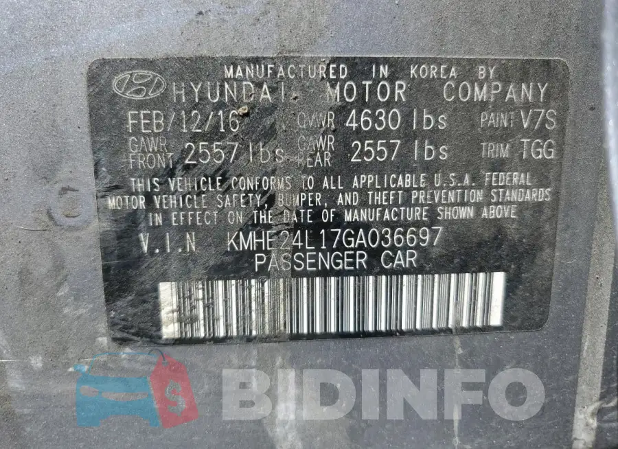 KMHE24L17GA036697 Photo# 12