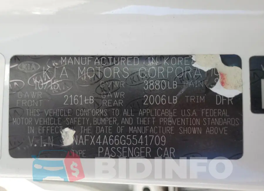KNAFX4A66G5541709 Photo# 13