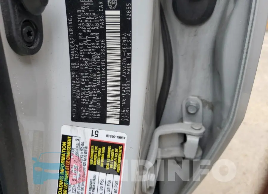 4T1C11AK1PU126236 Photo# 12