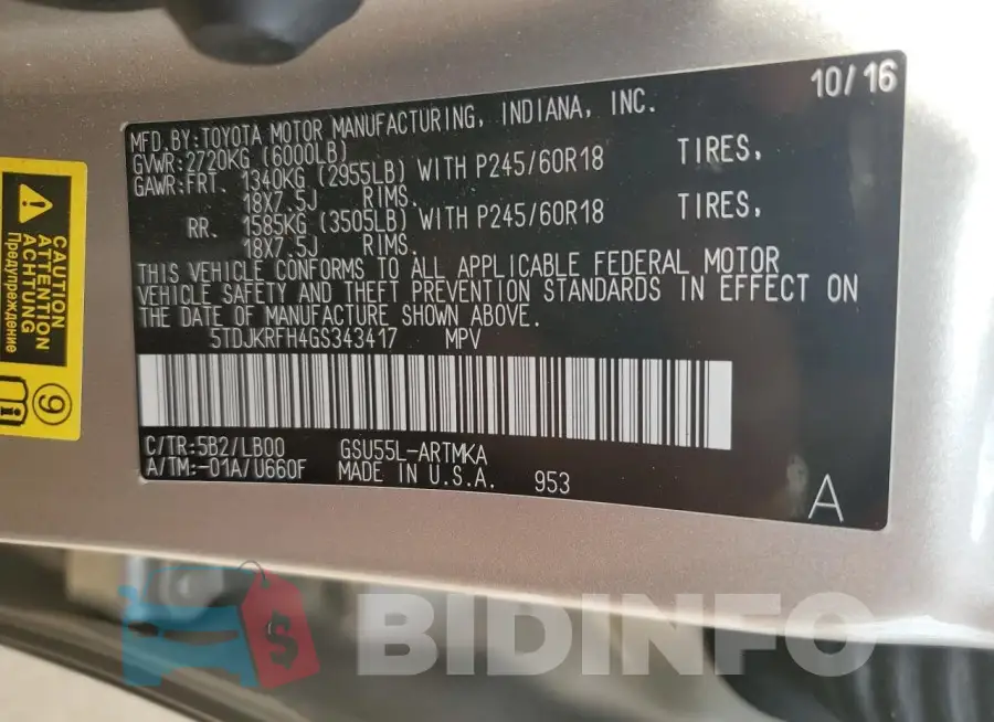 5TDJKRFH4GS343417 Photo# 13