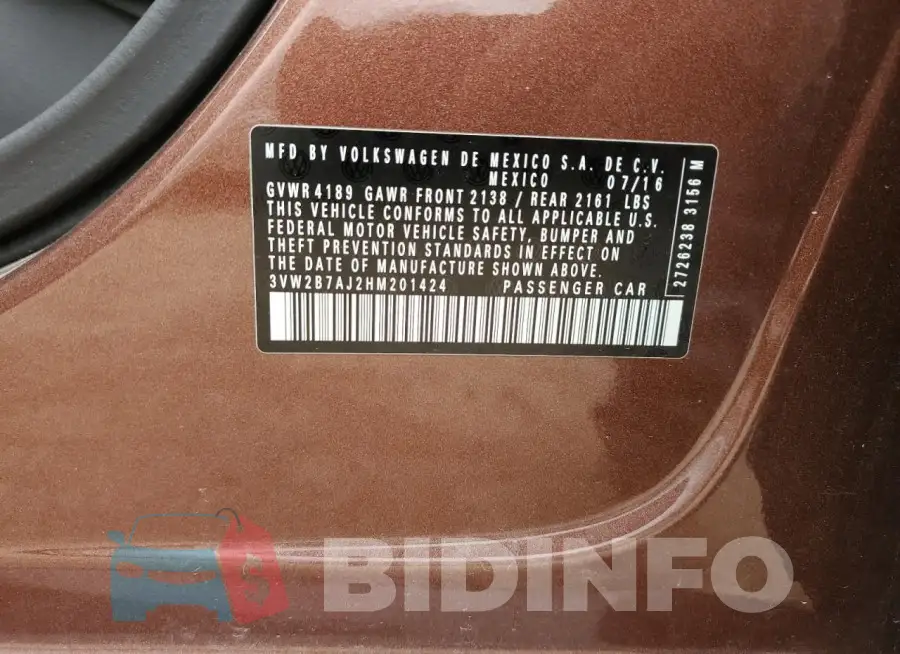3VW2B7AJ2HM201424 Photo# 12