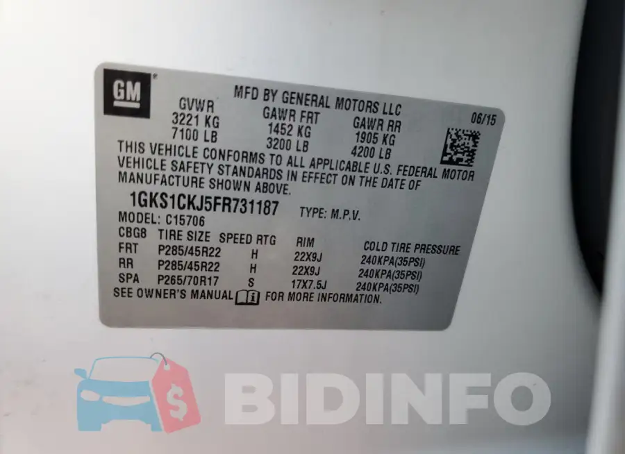 1GKS1CKJ5FR731187 Photo# 13