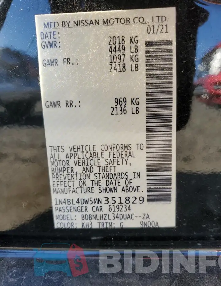 1N4BL4DW5MN351829 Photo# 13