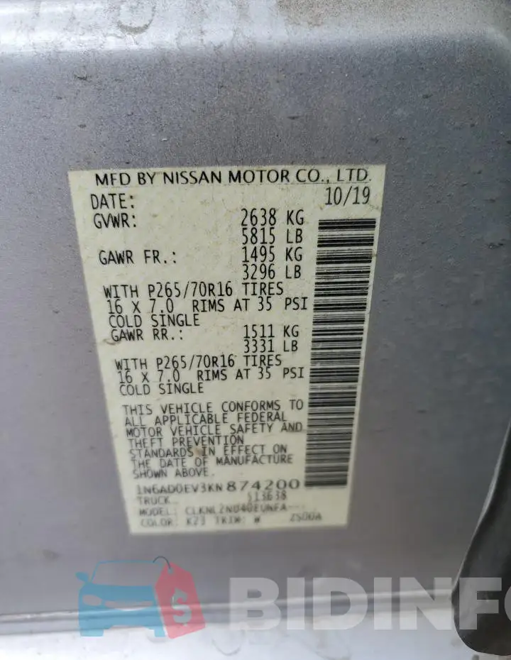 1N6AD0EV3KN874200 Photo# 12