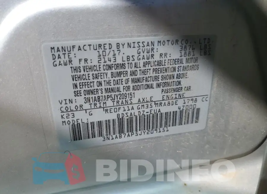 3N1AB7AP5JY209151 Photo# 12
