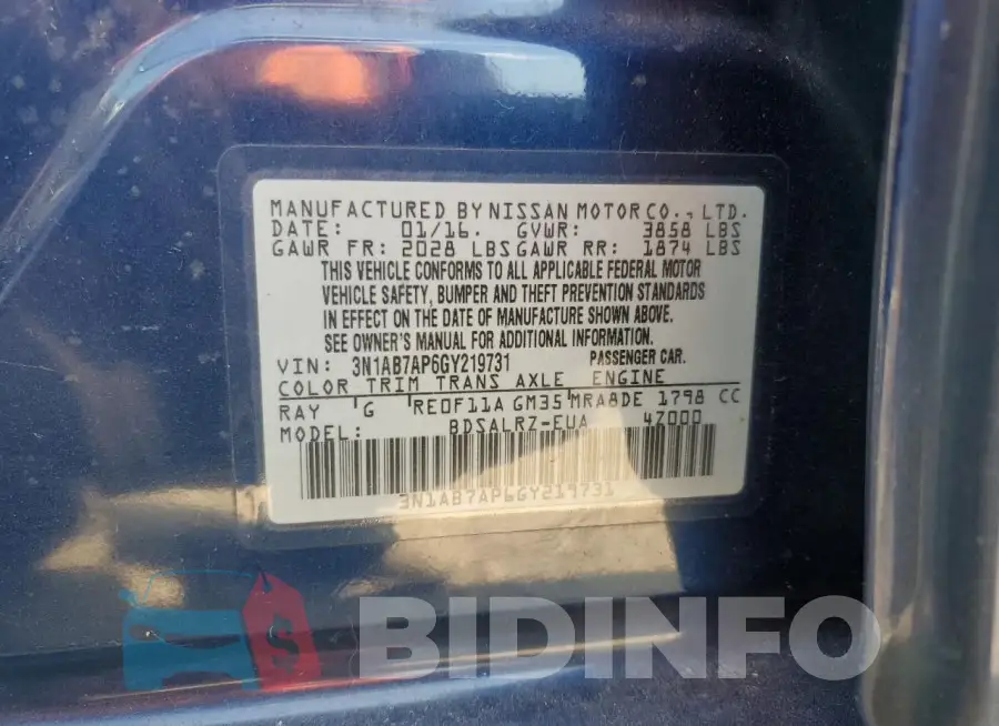 3N1AB7AP6GY219731 Photo# 12