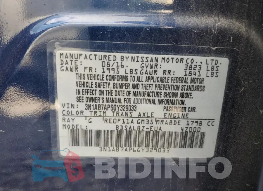 3N1AB7AP6GY329033 Photo# 12