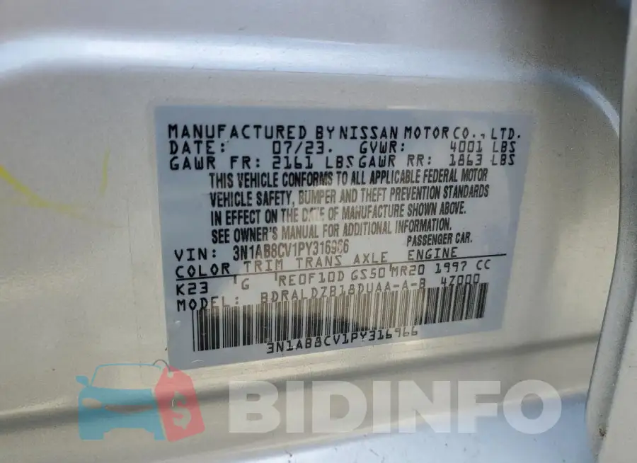 3N1AB8CV1PY316966 Photo# 12