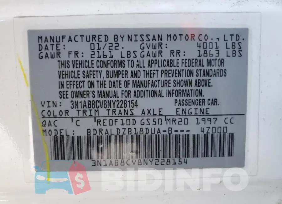 3N1AB8CV8NY228154 Photo# 13