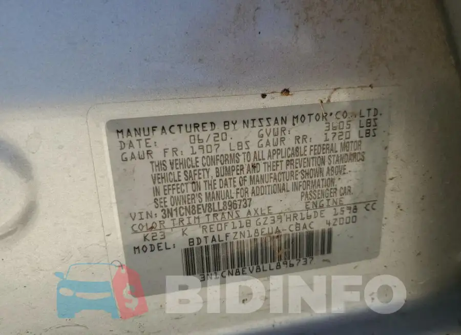 3N1CN8EV8LL896737 Photo# 12