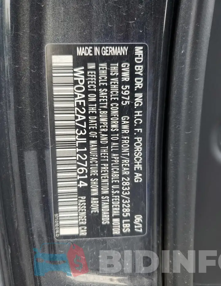 WP0AE2A73JL127614 Photo# 12