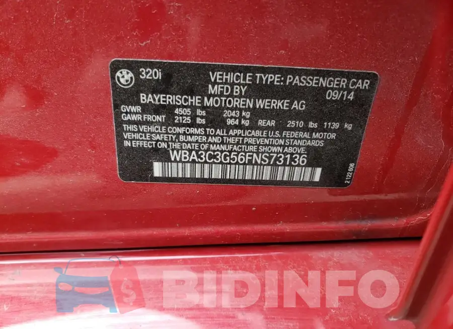 WBA3C3G56FNS73136 Photo# 12