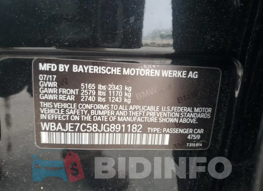 WBAJE7C58JG891182 Photo# 12