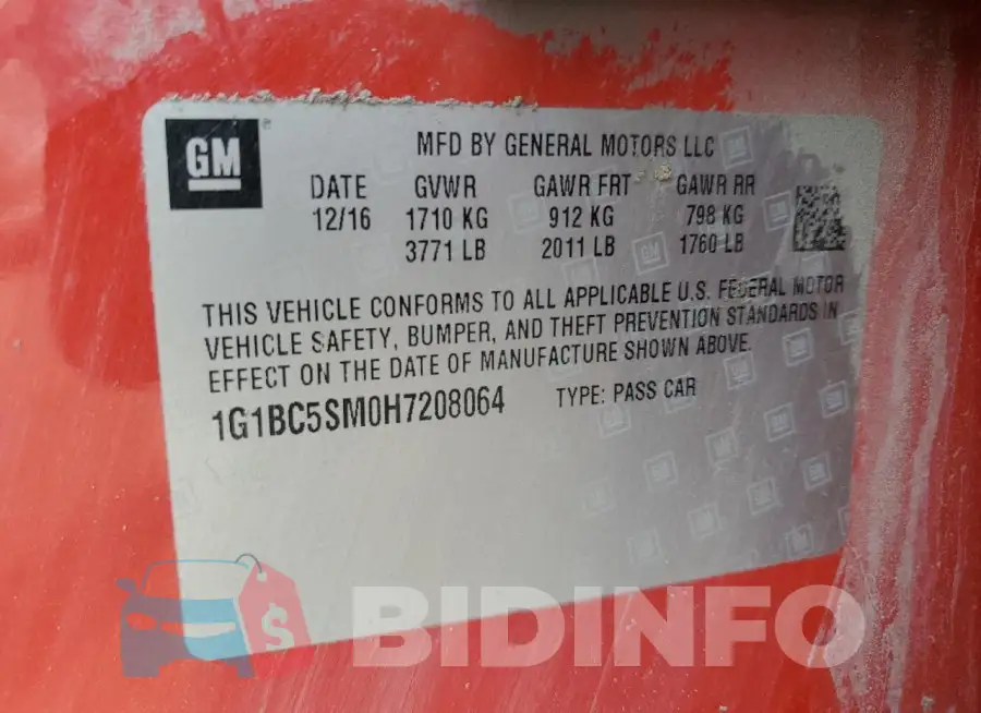 1G1BC5SM0H7208064 Photo# 12